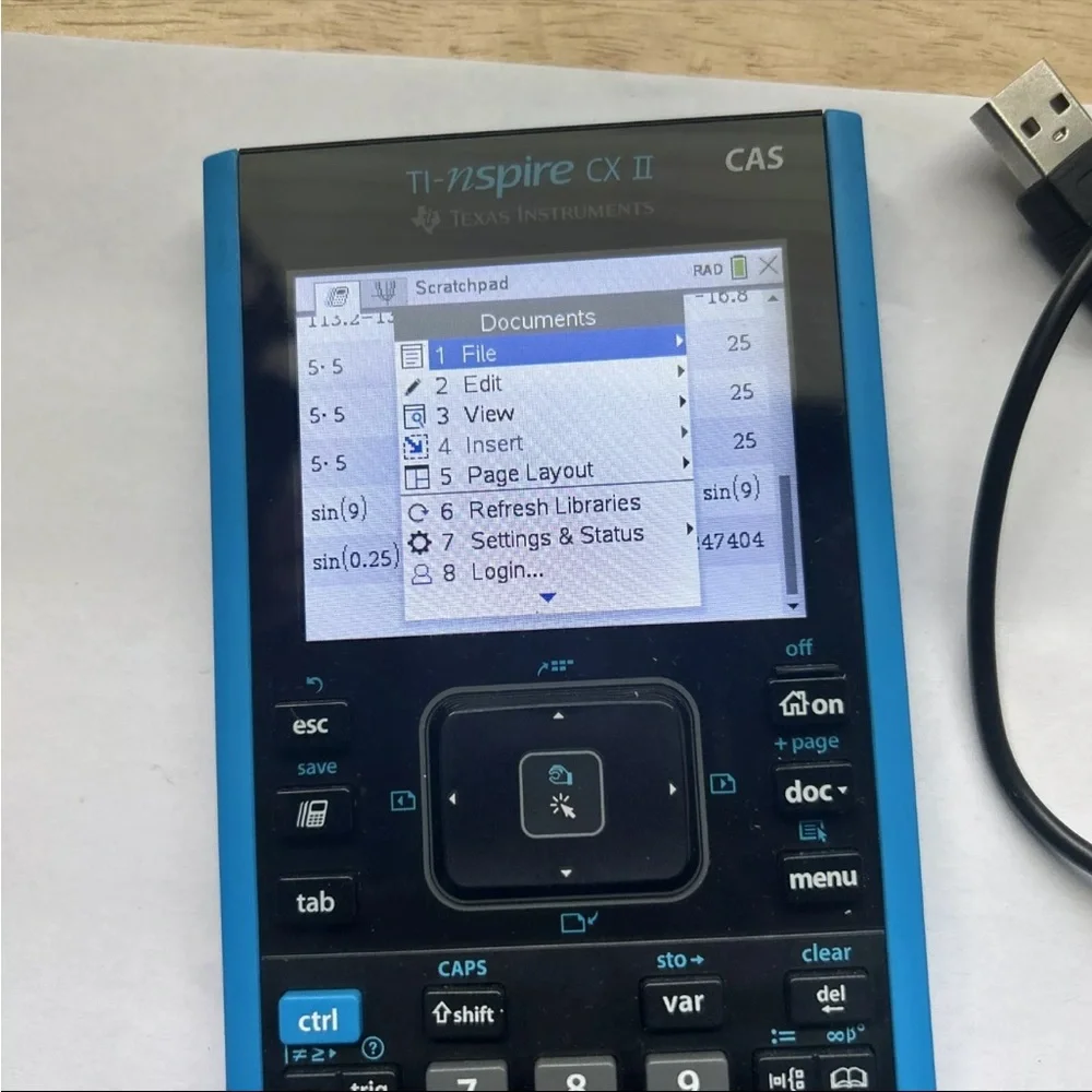 Texas Instruments TI Nspire CX II CAS Graphing Calculator with charger USB cable